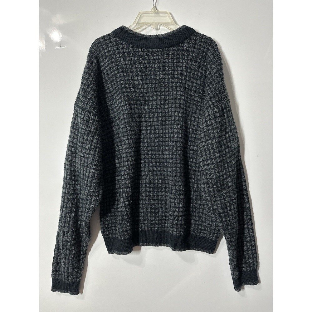 VTG Womens Street Closed Black Chunky Knit Crew Neck Pullover Sweater Size Large